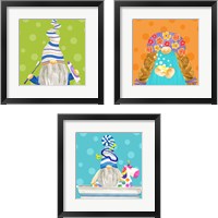 Framed 'Bathroom Gnomes 3 Piece Framed Art Print Set' border=