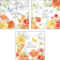 Framed 'Happy Poppies 3 Piece Art Print Set' border=