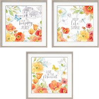 Framed Happy Poppies 3 Piece Framed Art Print Set