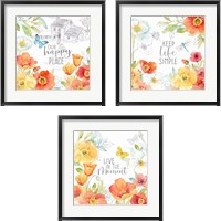 Framed 'Happy Poppies 3 Piece Framed Art Print Set' border=