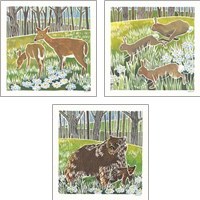 Framed 'Wild Woodland 3 Piece Art Print Set' border=