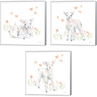 Framed 'Spring Lambs 3 Piece Canvas Print Set' border=