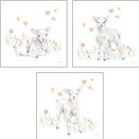 Framed 'Spring Lambs 3 Piece Art Print Set' border=