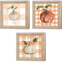 Framed 'Plaid Pumpkin 3 Piece Canvas Print Set' border=