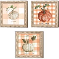 Framed 'Plaid Pumpkin 3 Piece Canvas Print Set' border=