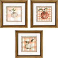 Framed 'Plaid Pumpkin 3 Piece Framed Art Print Set' border=