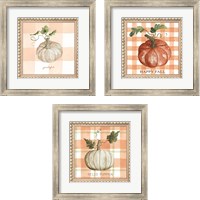 Framed 'Plaid Pumpkin 3 Piece Framed Art Print Set' border=