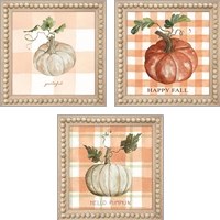 Framed 'Plaid Pumpkin 3 Piece Art Print Set' border=