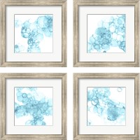 Framed Bubble Square Aqua 4 Piece Framed Art Print Set