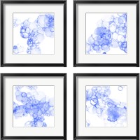 Framed 'Bubble Square Blue 4 Piece Framed Art Print Set' border=