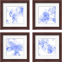 Framed 'Bubble Square Blue 4 Piece Framed Art Print Set' border=