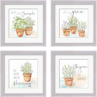 Framed 'Let it Grow 4 Piece Framed Art Print Set' border=