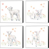 Framed 'Spring Lambs 4 Piece Canvas Print Set' border=