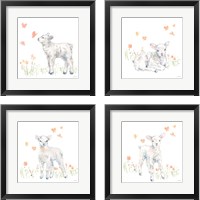 Framed 'Spring Lambs 4 Piece Framed Art Print Set' border=
