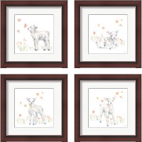 Framed 'Spring Lambs 4 Piece Framed Art Print Set' border=