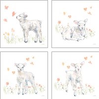 Framed 'Spring Lambs 4 Piece Art Print Set' border=