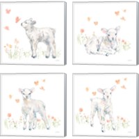 Framed 'Spring Lambs 4 Piece Canvas Print Set' border=