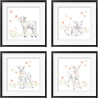 Framed 'Spring Lambs 4 Piece Framed Art Print Set' border=