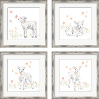 Framed 'Spring Lambs 4 Piece Framed Art Print Set' border=