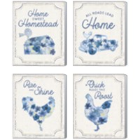 Framed 'Country Cottage Field Flowers 4 Piece Canvas Print Set' border=