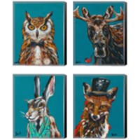 Framed 'Spy Animals 4 Piece Canvas Print Set' border=