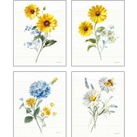 Framed 'Bees and Blooms Flowers 4 Piece Art Print Set' border=