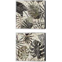 Framed 'Grey Palms 2 Piece Canvas Print Set' border=