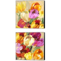 Framed 'Colorful Tulips 2 Piece Canvas Print Set' border=
