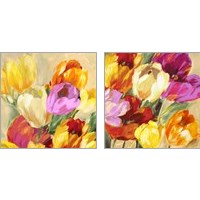 Framed 'Colorful Tulips 2 Piece Art Print Set' border=