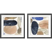 Framed 'Leaves and Stones 2 Piece Framed Art Print Set' border=