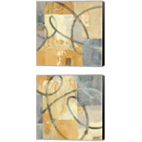Framed 'Ribbon Dance Autumn 2 Piece Canvas Print Set' border=