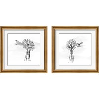 Framed 'Windmill BW 2 Piece Framed Art Print Set' border=