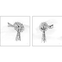Framed 'Windmill BW 2 Piece Art Print Set' border=