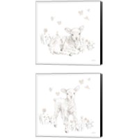 Framed 'Spring Lambs Neutral 2 Piece Canvas Print Set' border=