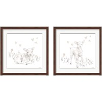 Framed 'Spring Lambs Neutral 2 Piece Framed Art Print Set' border=
