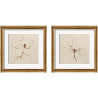 Framed Modern Vintage Floral  2 Piece Framed Art Print Set