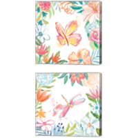 Framed 'Flower Fun 2 Piece Canvas Print Set' border=