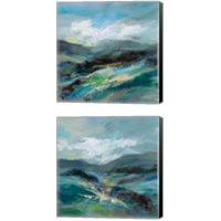 Framed 'Turquoise Slopes 2 Piece Canvas Print Set' border=