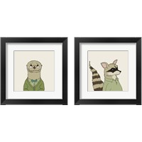 Framed 'Animals on Cream 2 Piece Framed Art Print Set' border=