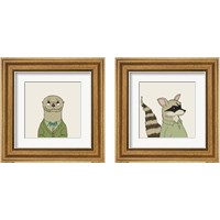 Framed 'Animals on Cream 2 Piece Framed Art Print Set' border=