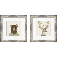 Framed 'Animals on Cream 2 Piece Framed Art Print Set' border=