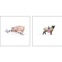 Framed 'All American Farmhouse on White 2 Piece Art Print Set' border=