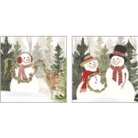 Framed 'Christmas in the Woods 2 Piece Art Print Set' border=