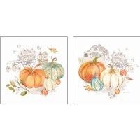 Framed 'Pumpkin Season 2 Piece Art Print Set' border=