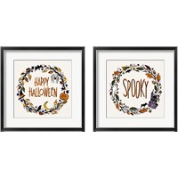 Framed 'Halloween Wreath 2 Piece Framed Art Print Set' border=