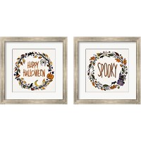 Framed 'Halloween Wreath 2 Piece Framed Art Print Set' border=