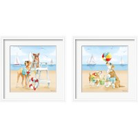 Framed 'Summer Fun at the Beach 2 Piece Framed Art Print Set' border=