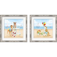 Framed 'Summer Fun at the Beach 2 Piece Framed Art Print Set' border=