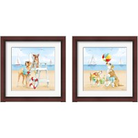 Framed 'Summer Fun at the Beach 2 Piece Framed Art Print Set' border=