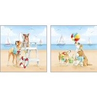Framed 'Summer Fun at the Beach 2 Piece Art Print Set' border=